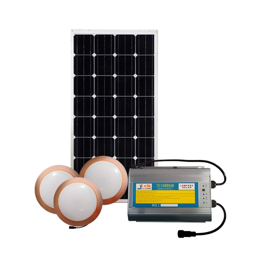 (797) Kit de 3 lamparas con panel solar para interiores