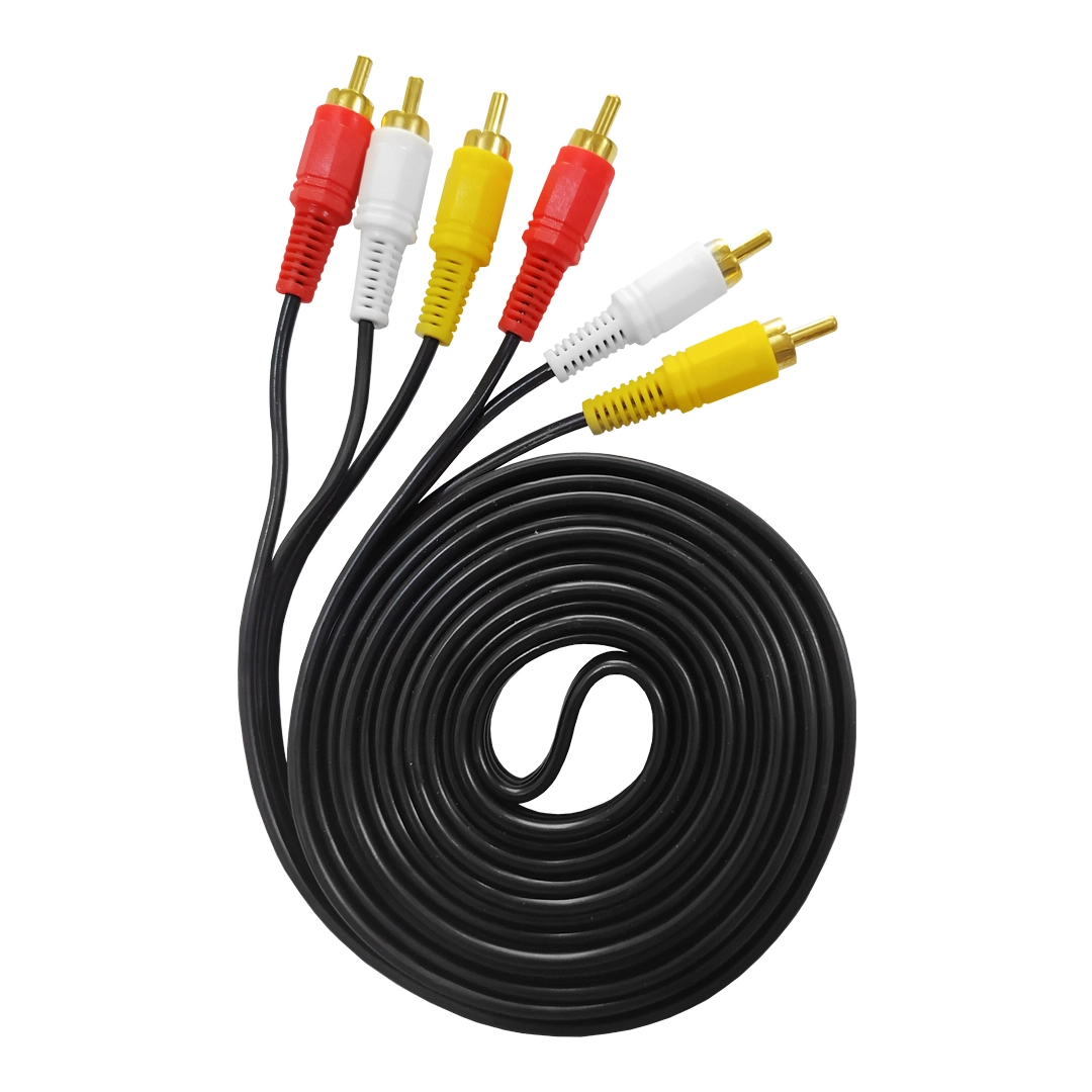 (1010) Cable 3rca 5 metros punta dorado