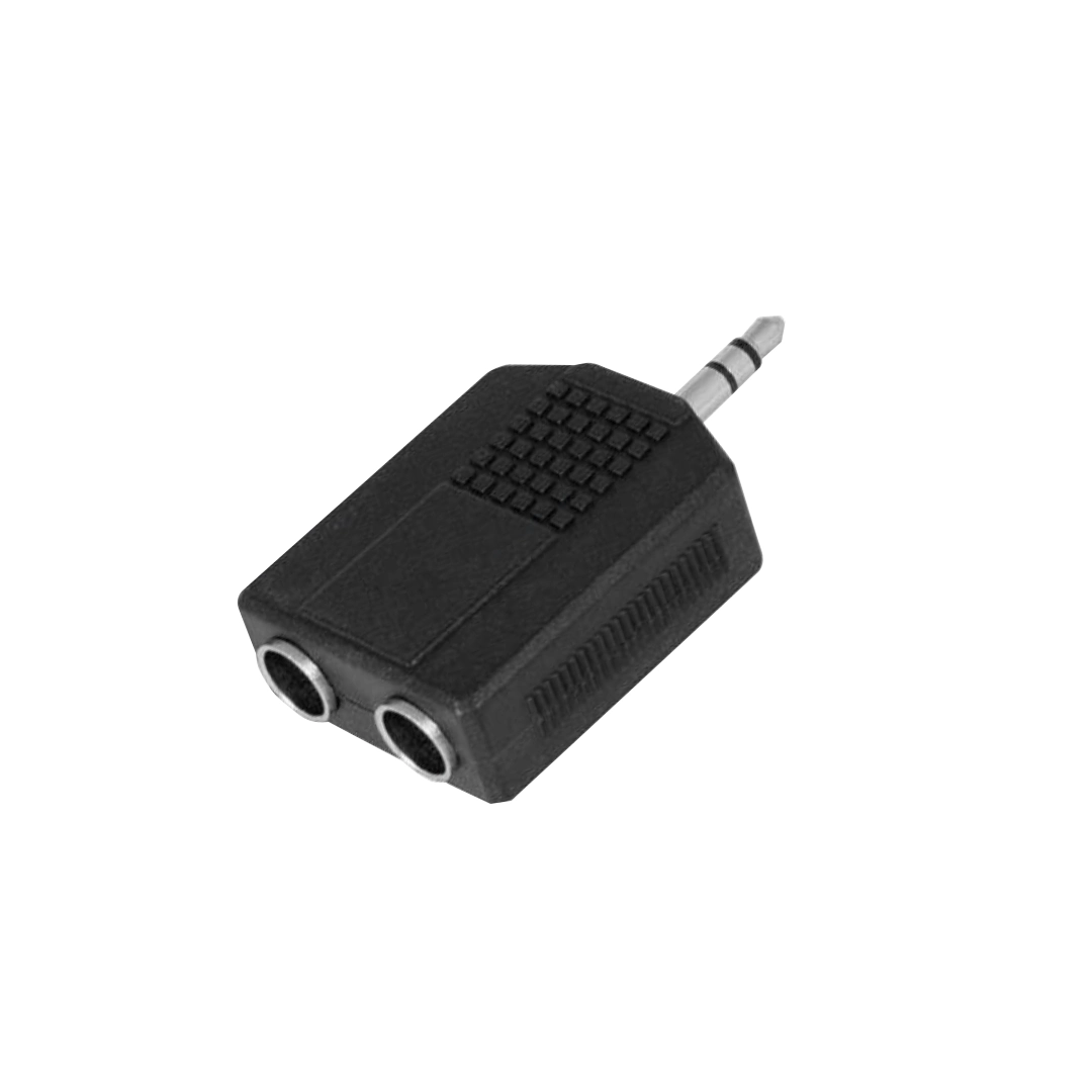(2351) Adaptador 2 plug hembra 6.3mm a plug macho 3.5mm