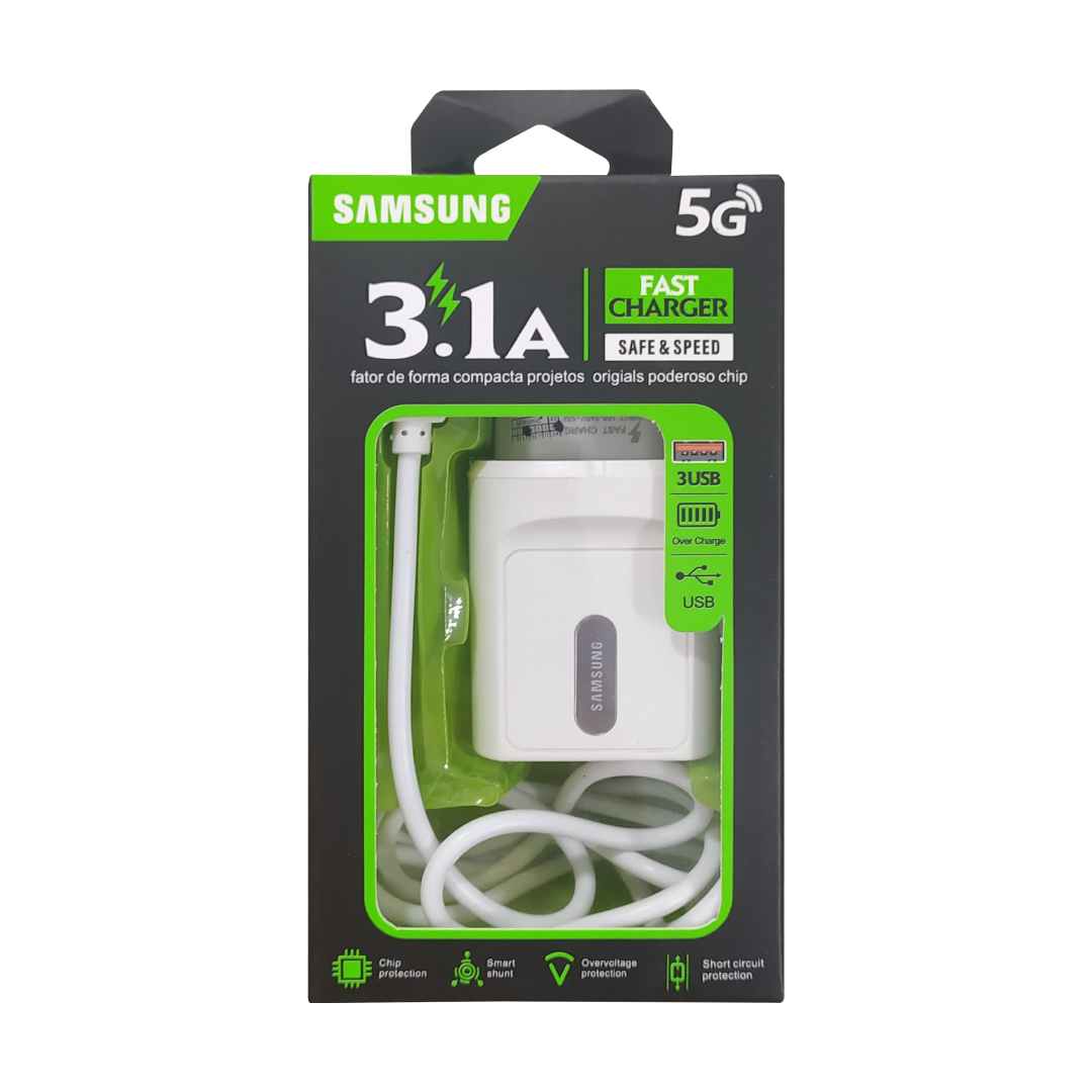 (2360) Cargador samsung t/p v8/v9 3.1a
