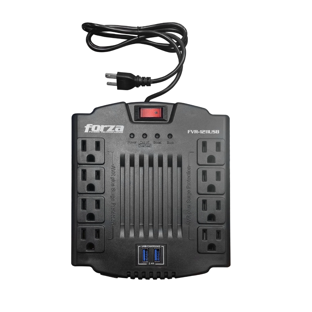 (2477) Regulador automático   de voltaje  600 vatios 1200va 8 tomas