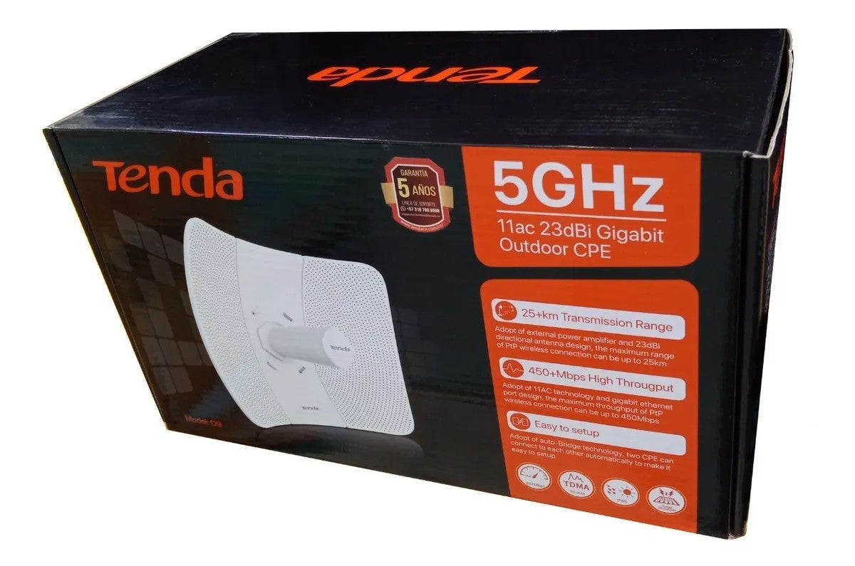 (2476) CPE exterior de 5 GHz 11ac 23dBi Gigabit TENDA modelo O9