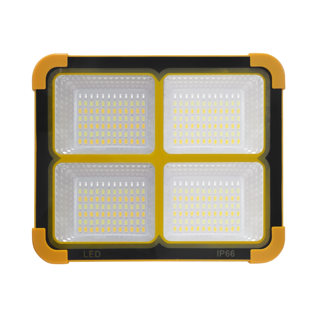 (2547) Lampara reflector recargable con panel solar gancho e iman 100w