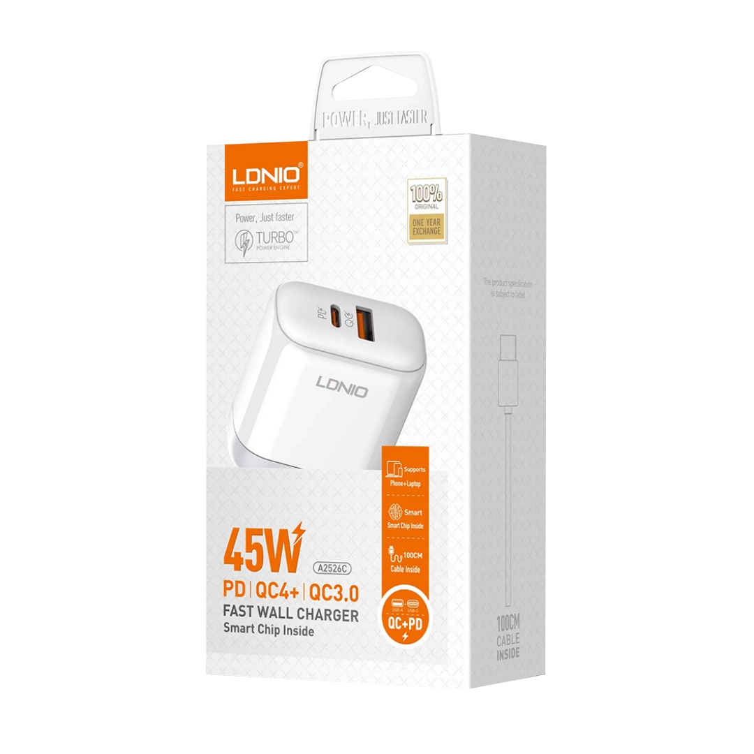 (2701) Cargador  LDNIO usb c pd QC4-QC3 45w