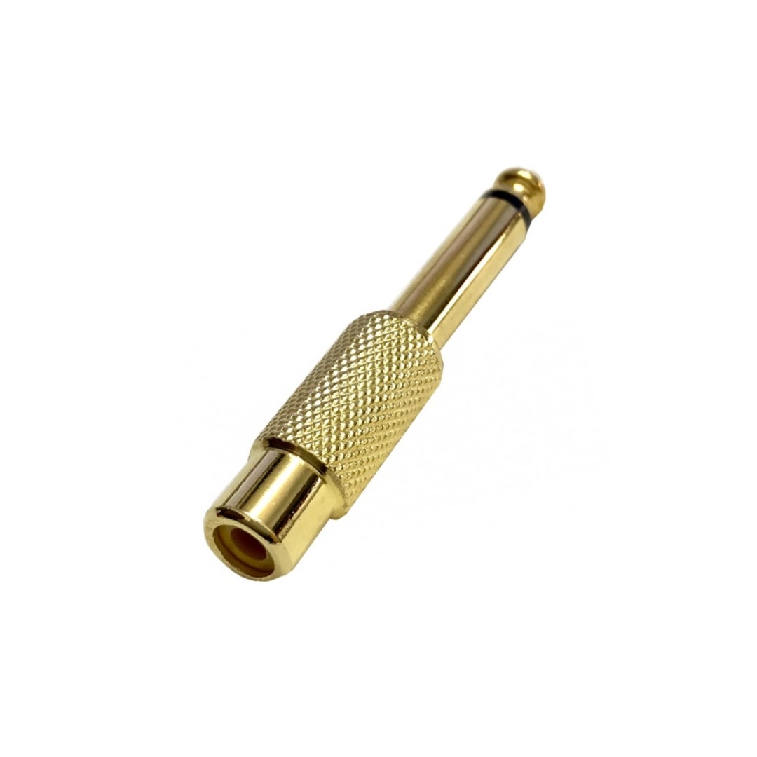 (1824) ADAPTADOR 1 RCA HEMBRA A PLUG 6.3mm MACHO MONO DORADO