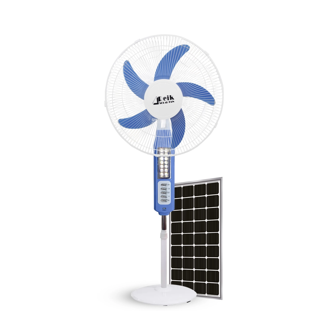 (986) Ventilador recargable portátil con panel solar 16 pulgadas batería litio
