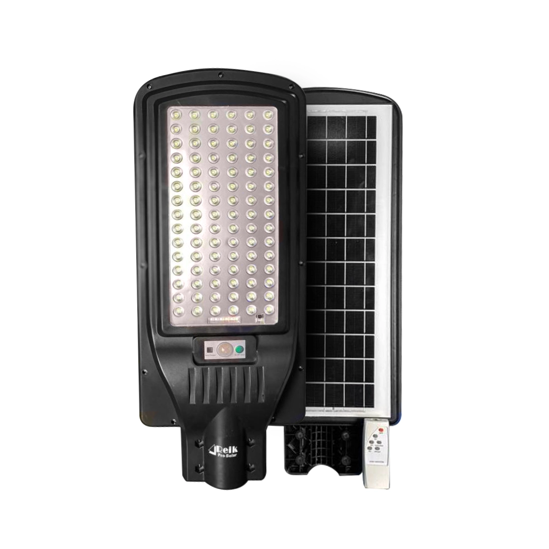 (3070) Lampara solar led de poste con panel incorporado recargable 200w c/sensor movimiento control