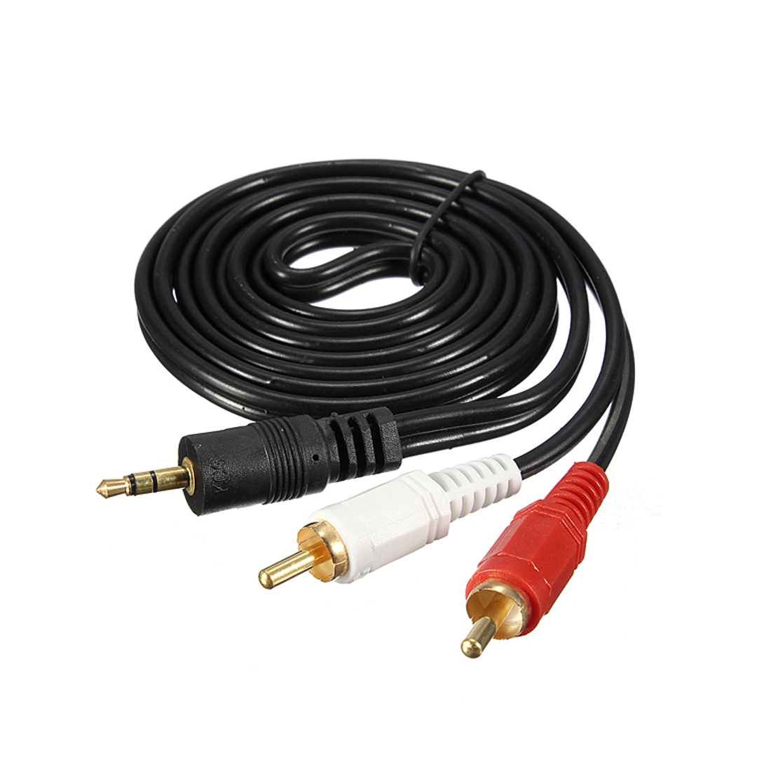 (3208) Cable 2rca a plug 3.5mm macho estereo punta dorado 5 metros
