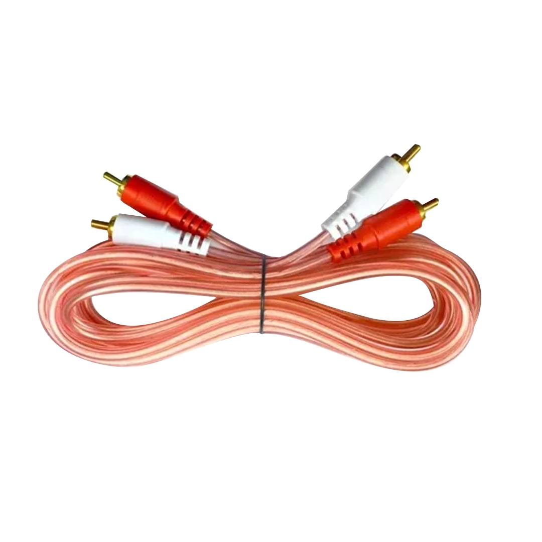 (3211) Cable de audio 2rca 3 mts para carro rojo y transparente