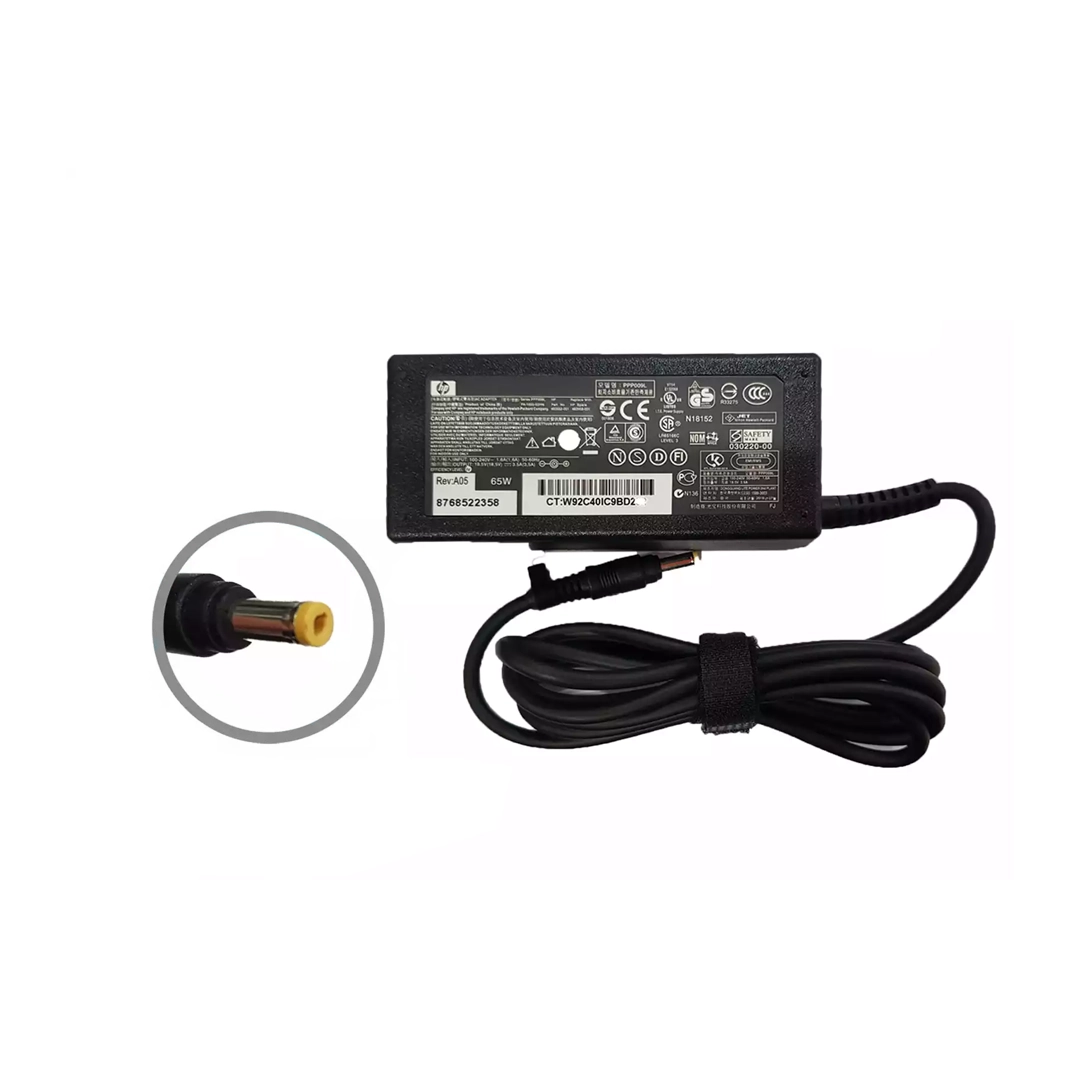 (3367) Cargador de laptop hp 18.5v 3.5a punta amarillo 5.5x1.7mm