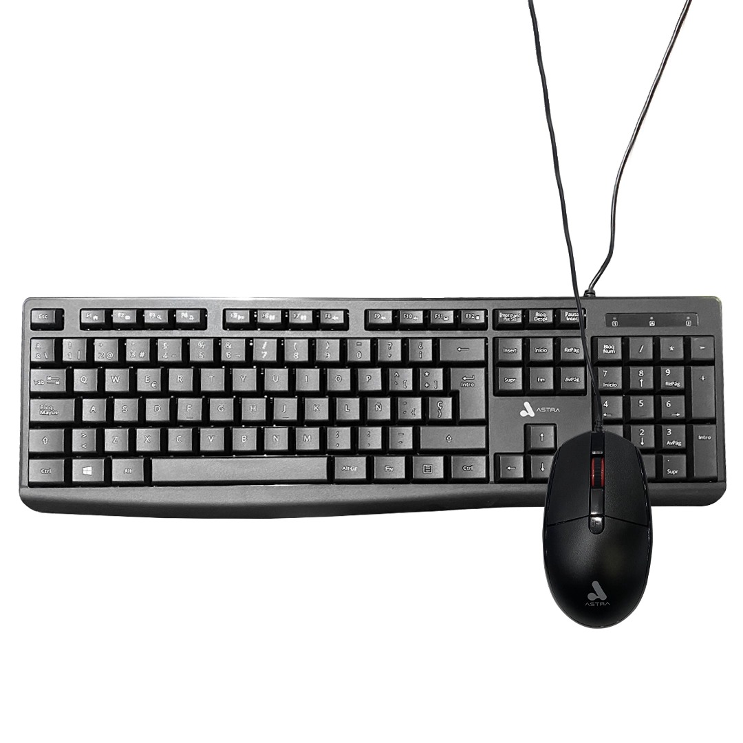 (79) Kit Teclado y Mouse alambrico   usb K11  negro Astra