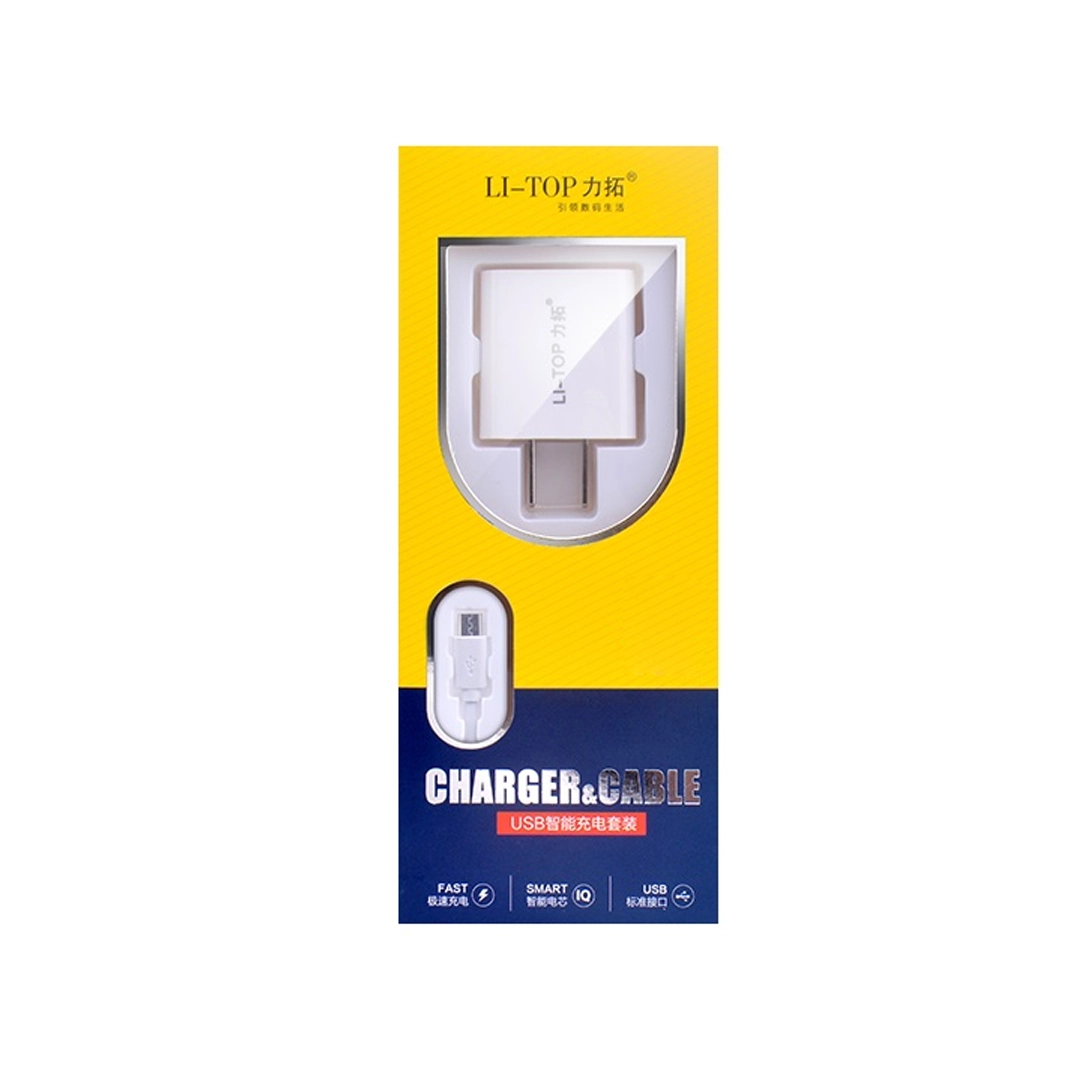 (3382) Cargador para celular 5v 2,1a con cable tipo c usb litop t39c