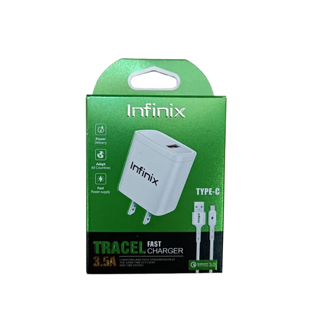 (3392) Cargador para celular con cable usb tipo c 5v 3a marca infinix