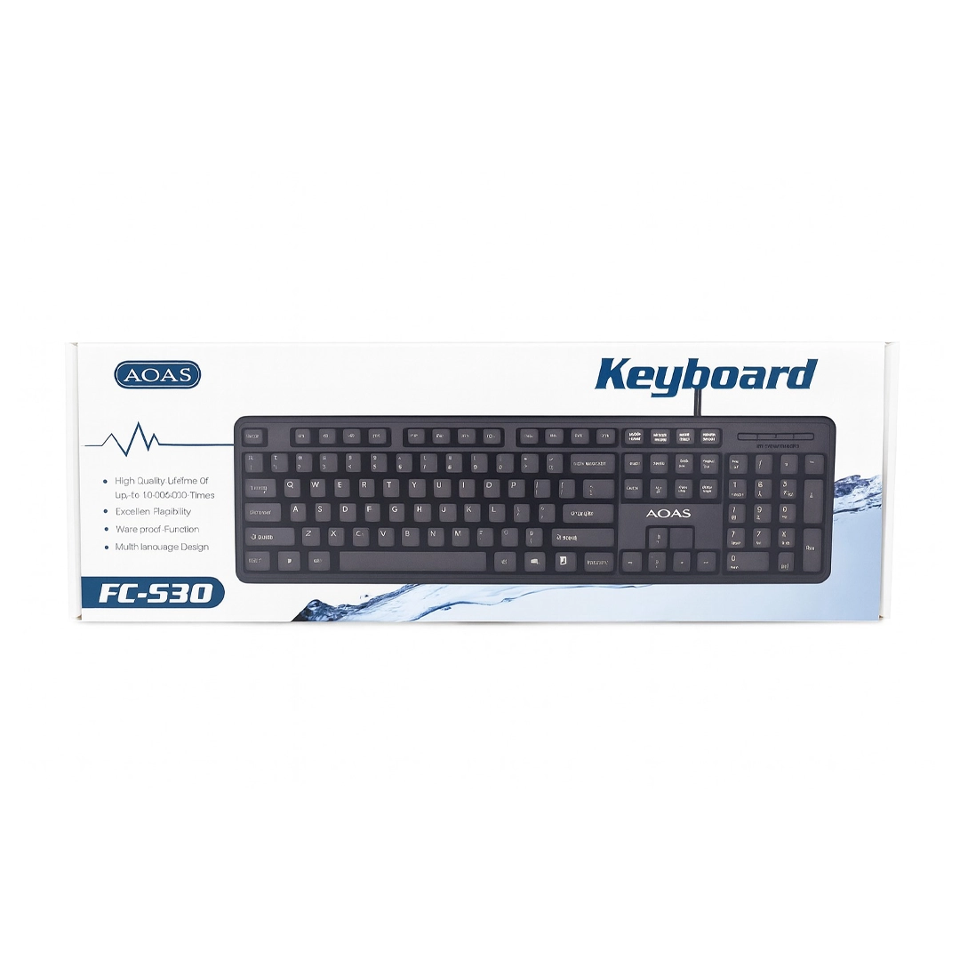 (3650) Teclado AOAS   negro  de cable usb
